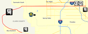 Nevada State Route 159 travels west of the Las Vegas before becoming a major thoroughfare through the Las Vegas Valley.
