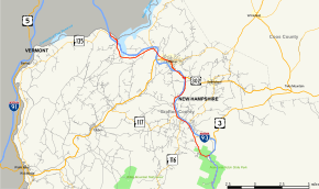 Map of New Hampshire Route 18