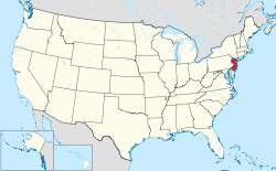 Map of the United States with New Jersey highlighted