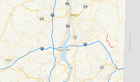 NY 292 follows a generally north–south alignment through Putnam and Dutchess counties. The route is located east of Beacon, southeast of Poughkeepsie, and west of Connecticut.