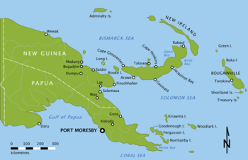 A simple map depicting an island and its surrounds