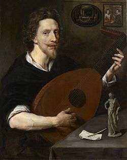 Painting of Nicholas Lanier holding a lute, 1613