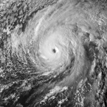 A visible satellite image of Hurricane Nicole nearing Category&nbsp;4 intensity on October&nbsp;12