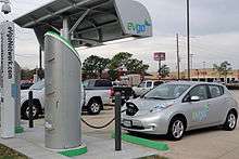 Nissan LEAF charging on an EVgo charger