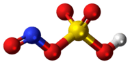 Ball-and-stick model of the nitrosylsulfuric acid molecule