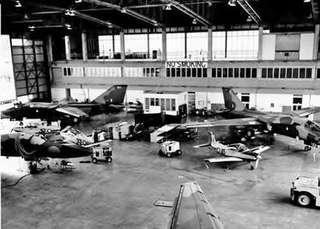 Interior of large aircraft hangar