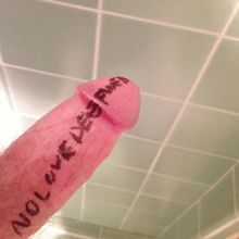 A photograph of a human penis, with the words "NO LOVE DEEP WEB" written on it.