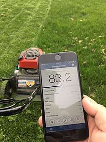 Noise level from a lawn mower measured using the NIOSH Sound Level Meter app