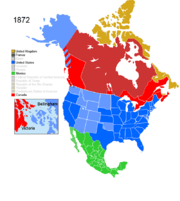 Map showing Non-Native American Nations Control over N America c. 1872