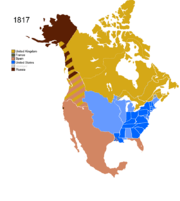 Map showing Non-Native Nations Claim over NAFTA countries c. 1817