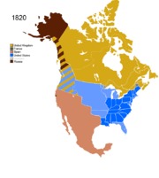 Map showing Non-Native Nations Claim over NAFTA countries c. 1820