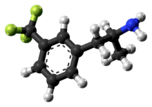 Ball-and-stick model of the norfenfluramine molecule