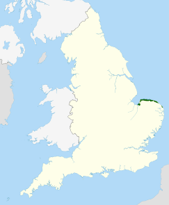 Map of England and Wales with a green area representing the location of the Norfolk Coast AONB