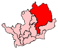 The largest constituency in the county, primarily located in the northeast of the county. Its northernmost parts are considerably further north than constituencies in the west.