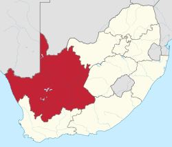 Map showing the location of the Northern Cape in the north-western part of South Africa
