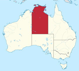 Map of Australia with Northern Territory highlighted in red