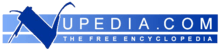 Logo reading "Nupedia.com the free encyclopedia" in blue with large initial "N"