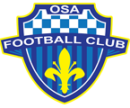 A blue striped and checkered shield is adorned with the words "OSA" across the top and "FOOTBALL CLUB" across the middle. And below is a yellow Fleur-de-lis.