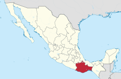 Map of Mexico with Oaxaca highlighted