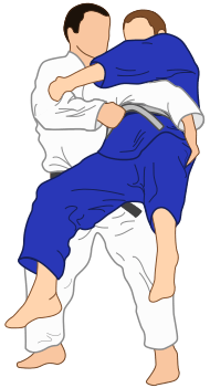 Illustration of an obi-otoshi (belt-drop) throw in Judo