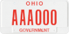 Government vehicle license plate used in Ohio