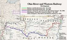 Ohio River and Western Railroad ultimate development and construction phases.