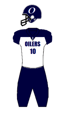 The navy and white uniforms of the oilers.The Current Uniform of the Southern District Oilers