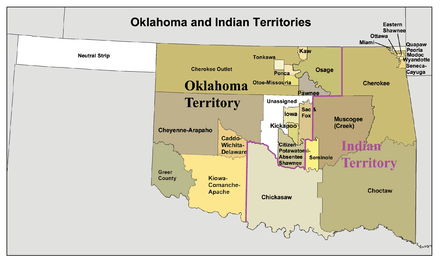 Oklahoma and Indian Territory map, circa 1890s, created using Census Bureau Data
