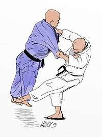 Illustration of the Judo throw okuri-ashi-barai.