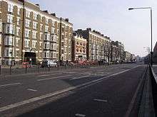 Looking south along Old Kent Road from the Bricklayer's Arms