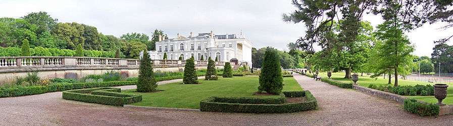 panoramic image of gardens at Oldway Mansion