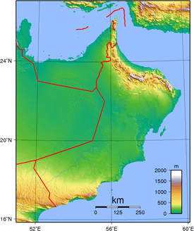 Topographic map of Oman