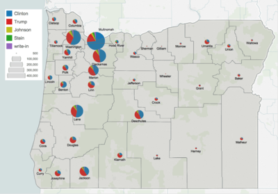 Oregon Presidential Election Results 2016.svg
