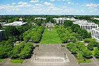 View of the Oregon State Capitol Mall from atop the State Capitol looking north