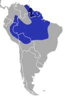 Suriname, Guyana, French Guiana, eastern Venezuela, and northwestern Brazil stretching over into Bolivia, Peru, and Colombia