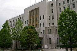 The assembly hall is on the 2nd floor of the Osaka Prefectural Government Main Building