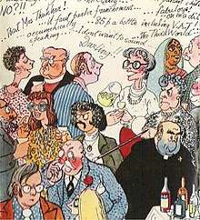 book cover showing cartoon characters at a cocktail party