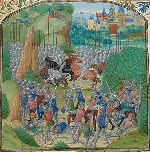 A fifteenth-century image of the The Battle of Otterburn of 1386