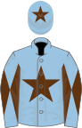 Light blue, brown star, diabolo on sleeves and star on cap