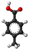 Ball-and-stick model of the p-toluic acid molecule