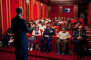 Men in Black 3 is screened in the White House Family Theater in 2012.