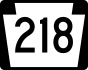 PA Route 218 marker