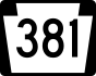 PA Route 381 marker
