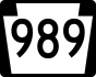 PA Route 989 marker