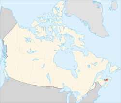 Map of Canada showing the location of PEI in red.