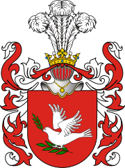 Stanisław Czerniecki's coat of arms, charged with a dove perched on one olive branch and holding another in its beak