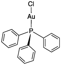 Skeletal formula of chloro(triphenylphosphine)gold(I)