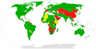 Map of states' adoption of the Partial Test Ban Treaty