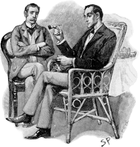 Sidney Paget illustration of Holmes and Watson, seated