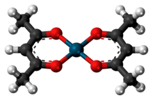Ball-and-stick model of the palladium(II) acetylacetonate complex